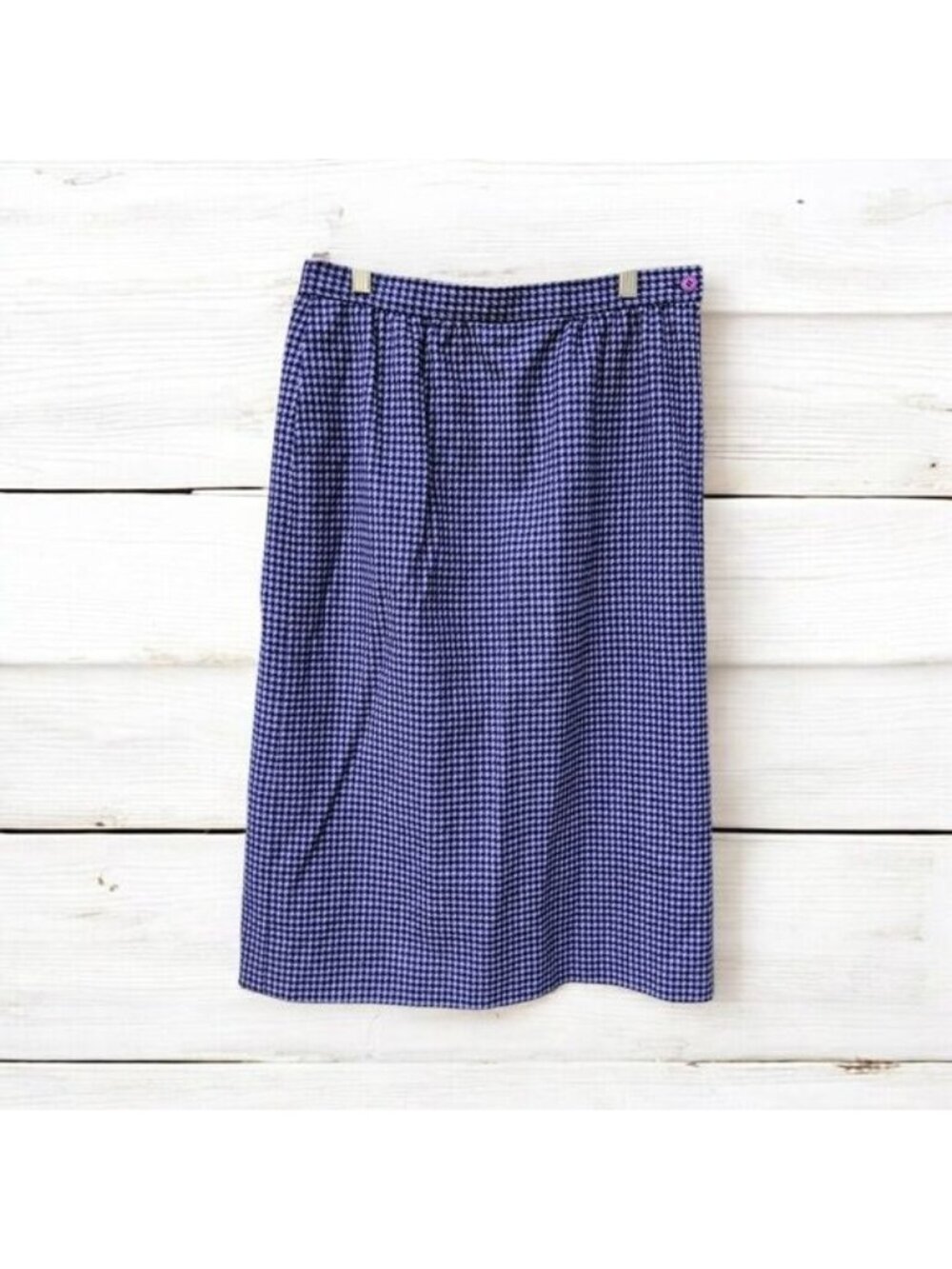 VTG Pendleton Virgin Wool Houndstooth Pencil Skirt Purple Teacher Academia Sz 12